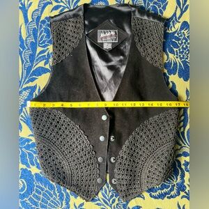 Black crochet cowboy biker vest